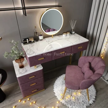 Комоды для спальни Современный минималистичный Легкий Роскошный сетчатый Красный столик для макияжа Коллекция туалетных принадлежностей Шкаф One Furniture