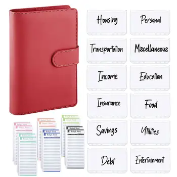 Бюджетный набор из искусственной кожи A6, обложка, персональный планировщик для системы денежных конвертов, красный