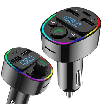 FM-передатчик Bluetooth 5.0, автомобильный радиомодулятор громкой связи, MP3-плеер PD, двойной USB-адаптер сверхбыстрой зарядки для автомобиля