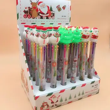 Креативная шариковая ручка 36шт в рождественском стиле Kawaii 6-цветная ручка для печати Канцелярские принадлежности для обучения студентов Милые детские инструменты для рисования
