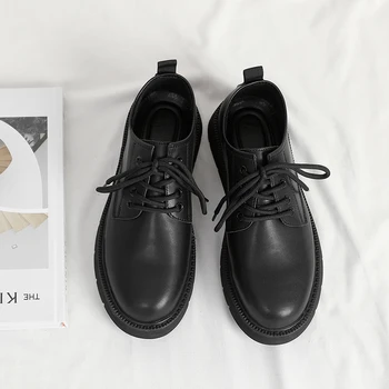 Мужские Роскошные Дизайнерские Удобные Повседневные Кожаные Ботильоны С Низким Берцем, Рабочая Обувь На Плоской Подошве в Британском Стиле, Кожаная Обувь для Мужчин