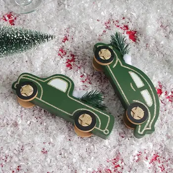 Рождественский орнамент Темно-зеленый автомобиль Рождественские подарки для детей Автомобильные украшения Рождественское украшение стола Новогодний подарок