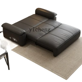 Электрический Многофункциональный кожаный диван-кровать XC выдвижной двойного назначения, современная простая гостиная небольшой квартиры