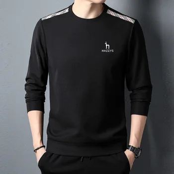Мужская одежда для гольфа HAZZYS, мужская спортивная толстовка с капюшоном, Модная Повседневная Универсальная Корейская версия трендовой вафли с круглым вырезом