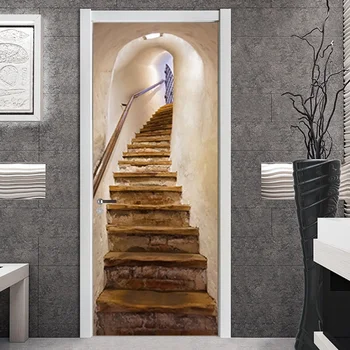 Набор из 2 предметов Имитация 3D Декоративной дверной наклейки Арка Коридор Дверная наклейка Спальня Индивидуальность Самоклеящиеся наклейки на стену