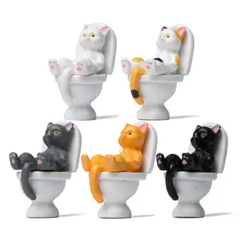 Симпатичная миниатюрная кошачья фигурка из ПВХ серии Active Poses для туалетов, инновационная легкая статуэтка кошки для офиса