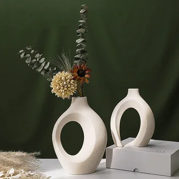 Европейская Керамическая ваза Сочетание стилей Ins Креативный Белый Простой Смысл Ваза для цветов Украшение дома Украшения Цветочная посуда