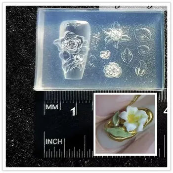 1шт Цветок Жасмина 3D Акриловая форма для ногтей Украшения для ногтей Силиконовые пластины для тиснения Изделия для ногтей Аксессуары для ногтей