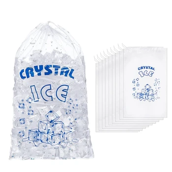 Пакеты для льда весом 8 фунтов со шнурком, сверхпрочные пакеты для кубиков льда многоразового использования, Морозильные камеры для хранения пакетов для льда
