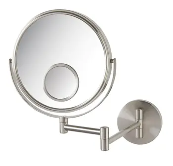 Двустороннее поворотное зеркало - Зеркало для макияжа с 5-кратным увеличением и удлинением на 13,5 дюйма - Никелевое покрытие - Модель JP75010N