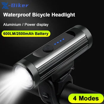 600-люменные передние фонари для шоссейного велосипеда, 4 режима, Алюминиевый велосипедный шлем, фонарик, перезаряжаемый через USB, водонепроницаемая фара для велосипеда MTB