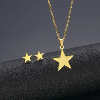 Модная элегантная цепочка-чокер с кисточкой в виде звезды из нержавеющей стали, ожерелья, серьги, подвески для женщин e1007