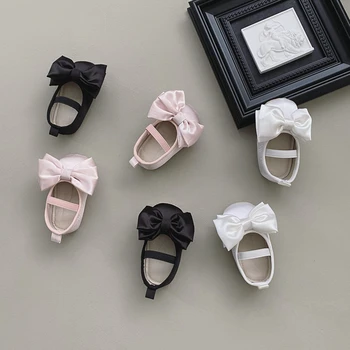 Обувь для маленьких девочек, весна-осень, детская обувь с бантом в стиле принцессы, мягкая подошва, Однотонная нескользящая детская обувь Todder