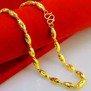 Роскошное ожерелье из 18-каратного золота для мужчин, свадебные украшения для помолвки, ожерелье из цельного оливкового золота из искусственного желтого золота, Долговечное, не выцветает