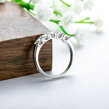 обручальное кольцо с муассанитом 4 мм 1,5 cttw из стерлингового серебра 925 пробы с 5 камнями D Color Lab Diamond Eternity Band Кольца Для женщин ювелирные изделия