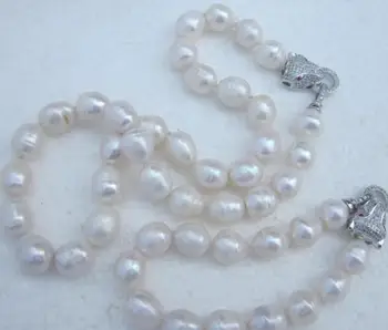 Набор ювелирных украшений из 13-14 мм ожерелья из белого жемчуга в стиле барокко Южного моря 18 дюймов; и браслета 7,5-8