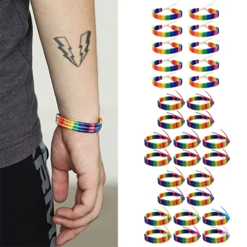 10шт Браслет Rainbow LOVE Pride, Регулируемый Плетеный Браслет Дружбы Ручной Работы, ювелирные изделия для геев и лесбиянок, 40 ГБ