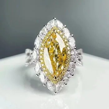 SGARIT Jewelry 18k2 карат Ho set лошадиный Глаз Желтый бриллиант Mosan кольцо с желтым бриллиантом ожерелье для двоих clarity VVS GRA