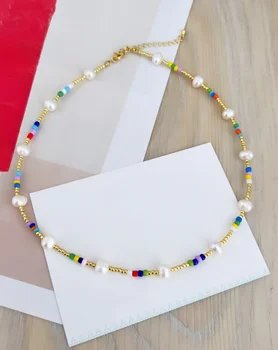 Модный Новый дизайн изысканных подарочных ювелирных изделий из натурального пресноводного жемчуга Цвета Ожерелья для женщин