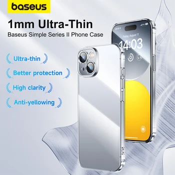 Прозрачный чехол Baseus для iPhone 15 Pro Max, мягкий чехол из ТПУ для iPhone 15 Pro Plus, ударопрочный, с полной защитой объектива, прозрачная крышка