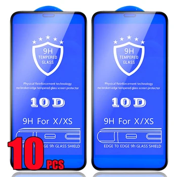 10шт 10D Закаленное Стекло С Полным Клеевым Покрытием Защитная Пленка Для Экрана Для iPhone 14 Pro Max 13 Mini 12 11 XS XR X 8 7 6 Plus SE