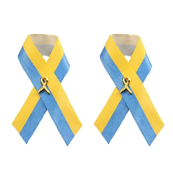 Брошь с узлом мира в виде флага Украины, Сине-желтая лента, Значки для одежды, рюкзак, Шляпа, сумка
