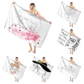 Домашние банные полотенца для тела, полотенца Morandi lines and flowers для ванной комнаты, быстросохнущее пляжное полотенце из микрофибры, большое спортивное полотенце