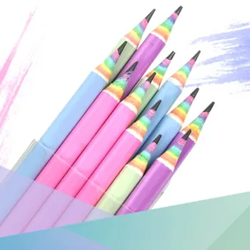 12 Радужных бумажных карандашей Набор для детского письма и рисования HB Professional Art Sketch Ручка для комиксов Офисные Школьные принадлежности