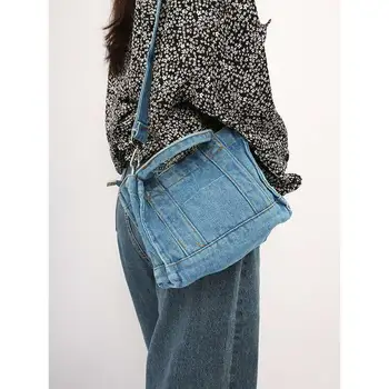 Темпераментная женская джинсовая сумка Ins Летняя холщовая сумка через плечо, повседневная сумка через плечо, женская женская удобная сумка