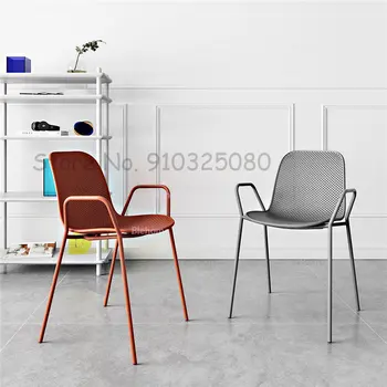 Обеденный стул в скандинавском стиле, кухонная мебель, обеденные стулья, кресло, пластиковая железная спинка для домашней гостиной, повседневные простые домашние стулья