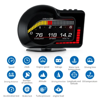Двойная система OBD GPS F15 HUD Автомобильный Obd Умный цифровой измеритель Цифровой GPS Спидометр Превышение скорости Усталость Сигнализация вождения Автомобильная электроника