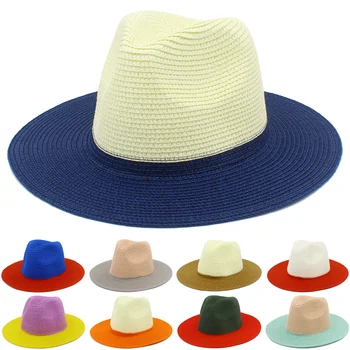 Соломенная шляпа Фетровые шляпы Фетровые кепки Панама Летние Фетровые шляпы Джазовая шляпа Дышащая модная летняя шляпа Дерби Солнцезащитная кепка