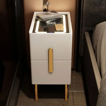 Умная прикроватная тумбочка для спальни в современном стиле, мини-тумбочки с беспроводной зарядкой, Bluetooth-динамик, Многофункциональный боковой шкаф