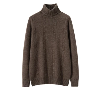 Осенне-зимний новый толстый кашемировый свитер, мужской пуловер с высоким отворотом, длинный рукав, теплый деловой повседневный свитер.