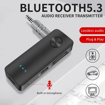 Автомобильный беспроводной адаптер Bluetooth 5.3 Передатчик Приемник 2 in1 3,5 мм Аудио AUX Адаптер для автомобильного аудио Музыки Aux Handsfree Headse
