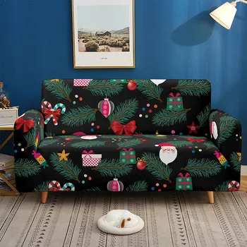 Чехол для дивана рождественской серии, эластичный, все включено, удобный, пылезащитный, устойчивый к морщинам и универсальный для ленивых людей