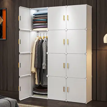 Простой шкаф Для одежды Комоды для одежды Cube Locke Closet В сборе Пластиковый Шкаф для хранения Складной Прочной домашней мебели для спальни