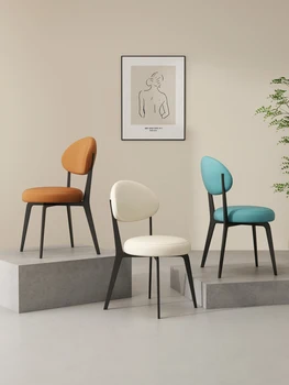 Обеденные стулья в итальянском стиле, Современные минималистичные стулья из углеродистой стали, Спинка для гостиной, Стул для отдыха, Стул для макияжа, Мебель для дома
