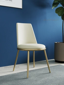 Легкий Роскошный Простой стул в постмодернистском стиле, туалетный столик, Металлический Белый табурет для дома, Мягкая сумка, обеденный стул в скандинавском стиле, Кухонная мебель