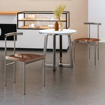 Итальянский минималистичный дизайнерский обеденный стул Для кухни, офиса, уличного стула из нержавеющей стали, акриловой спинки, Sedie Мебель для дома WKDC