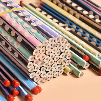 12 Штук карандашей с отверстиями Для занятий письмом, правильной осанки, Треугольный деревянный карандаш, канцелярские принадлежности для учебы в офисе