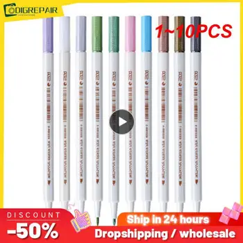 1 ~ 10ШТ цветов Металлическая маркерная ручка для скрапбукинга, рукоделия, кисть для изготовления карточек, круглая головка, художественная ручка для рисования, канцелярские принадлежности, Офис