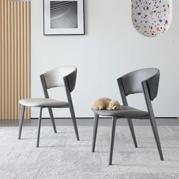 Современный минималистичный домашний обеденный стул минималистичный скандинавский стул для гостиной, легкий роскошный кожаный стул для маленькой квартиры из красной сетки