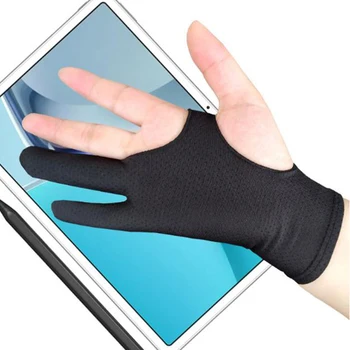 Черная перчатка с защитой от обрастания на 2 пальца Для любого графического планшета для рисования художником правой и левой руки (только перчатка)