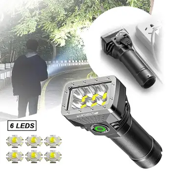 Светодиодный фонарик USB Перезаряжаемая лампа сильного света, сверхдальний тактический фонарь, мощный уличный портативный фонарь, водонепроницаемый