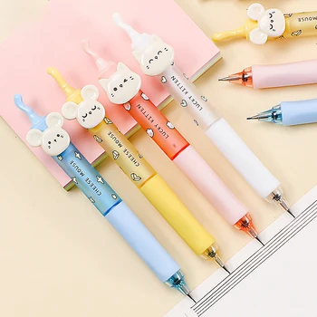 Механические карандаши Kawaii Cat Mouse, милые ручки с автоматическим прессованием 0,5 0,7 мм для студентов, Корейские канцелярские принадлежности, школьные канцелярские принадлежности
