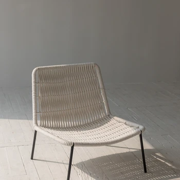 Мебель для загородной гостиной в скандинавском минималистичном стиле, белая веревочная стальная рама, кресло для отдыха mobiliario