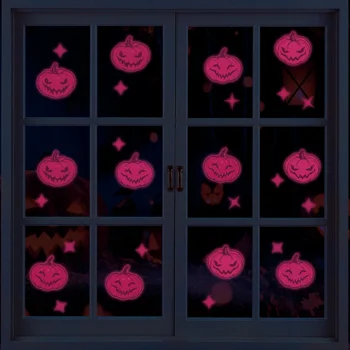 Розовые светоизлучающие наклейки в виде тыквы на Хэллоуин, декоративная стена на Хэллоуин
