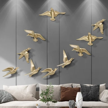 Простая 3D Трехмерная птица, Настенное украшение для гостиной, Золотое животное, Птица, Настенный диван, Аксессуары для декора телевизора