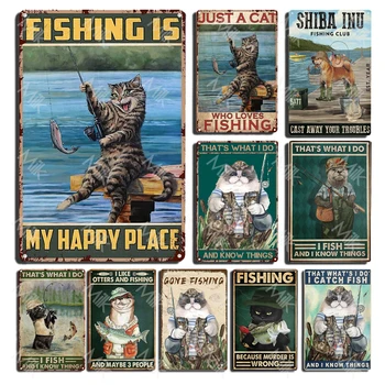 Рыбалка-это мой счастливый мир, Жестяная табличка с надписью, ретро Декор, кафе, Домашний Зоомагазин, спальня, Ресторан, Пляж, Винтажный домашний декор, Настенная художественная табличка